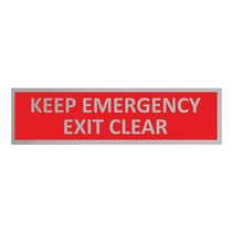 Zilver aluminium deurbordje Keep emergency exit clear