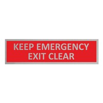 Zilver aluminium deurbordje Keep emergency exit clear
