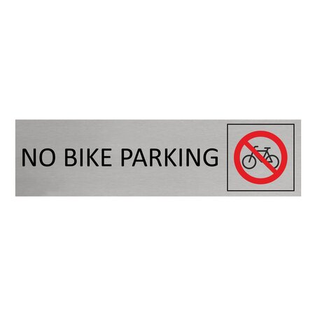 Aluminium deurbordje No bike parking 165 x 45 mm - per 1 stuk