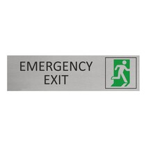 Zilver aluminium deurbordje emergency exit