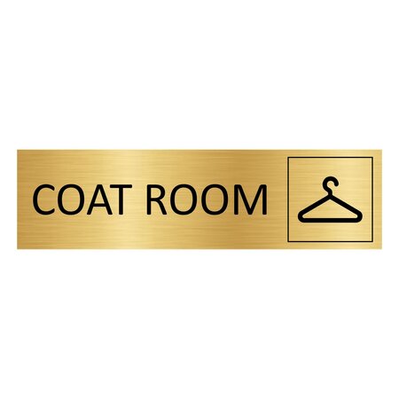Goud aluminium deurbordje Coat room 165 x 45 mm - per 1 stuk
