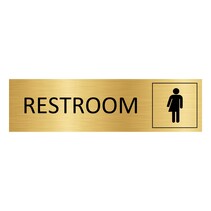 Goud aluminium deurbordje Restroom met zwart genderneutraal icoon