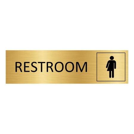 Goud aluminium deurbordje Genderneutraal restroom 165 x 45 mm - per 1 stuk