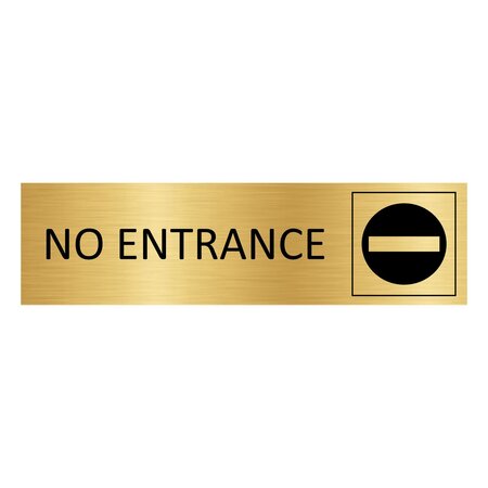 Goud aluminium deurbordje No entrance 165 x 45 mm - per 1 stuk