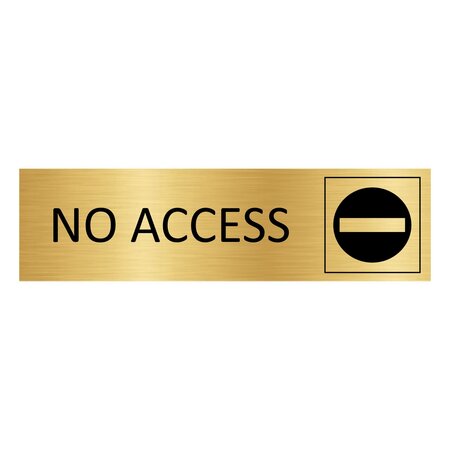 Goud aluminium deurbordje No access 165 x 45 mm - per 1 stuk
