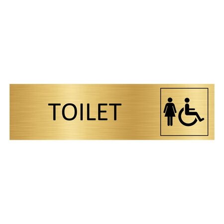 Goud aluminium deurbordje dames toilet 165 x 45 mm - per 1 stuk