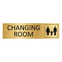 Goud aluminium deurbordje Family changing room en icon