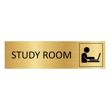 Goud aluminium deurbordje Study room 165 x 45 mm - per 1 stuk