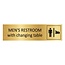 Goud aluminium deurbordje Men's restroom with changing table 165 x 45 mm - per 1 stuk