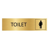Goud aluminium deurbordje toilet met zwart genderneutraal icoon