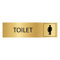 Goud aluminium deurbordje toilet met zwart genderneutraal icoon