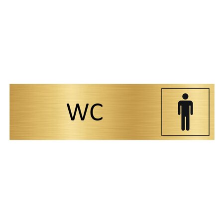 Goud aluminium deurbordje WC heren 165 x 45 mm - per 1 stuk