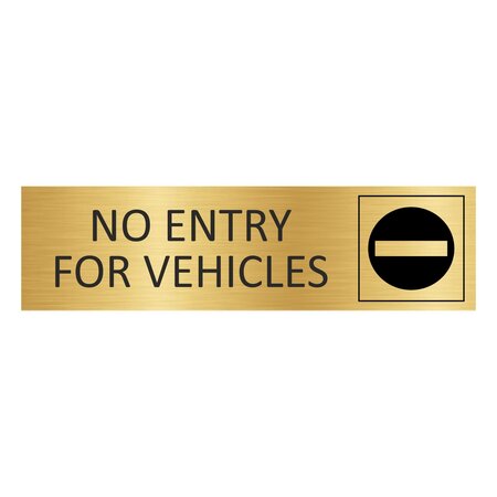 Goud aluminium deurbordje No entry for vehicles 165 x 45 mm - per 1 stuk