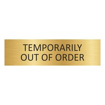 Goud aluminium deurbordje Temporarily out of order