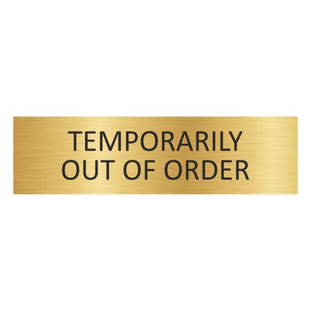 Goud aluminium deurbordje Temporarily out of order 165 x 45 mm - per 1 stuk