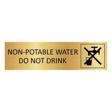 Goud aluminium deurbordje Non-potable water 165 x 45 mm - per 1 stuk