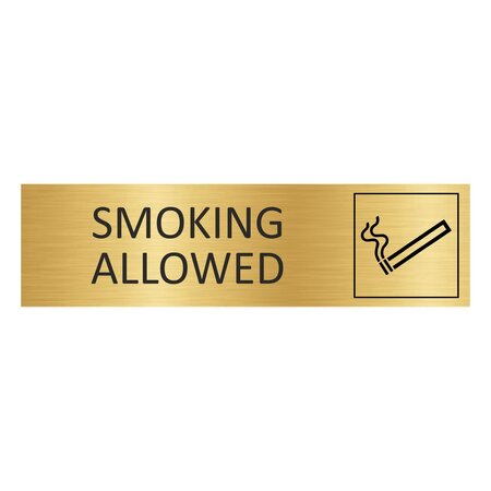 Goud aluminium deurbordje Smoking allowed 165 x 45 mm - per 1 stuk