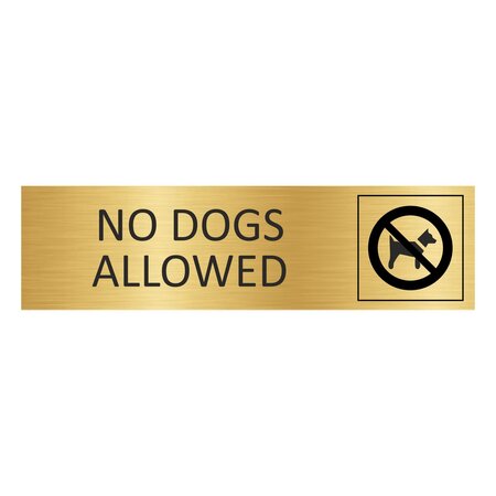 Goud aluminium deurbordje No dogs allowed 165 x 45 mm - per 1 stuk