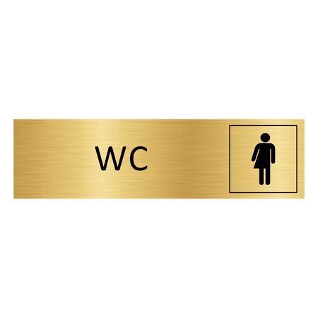 Goud aluminium deurbordje WC genderneutraal 165 x 45 mm - per 1 stuk