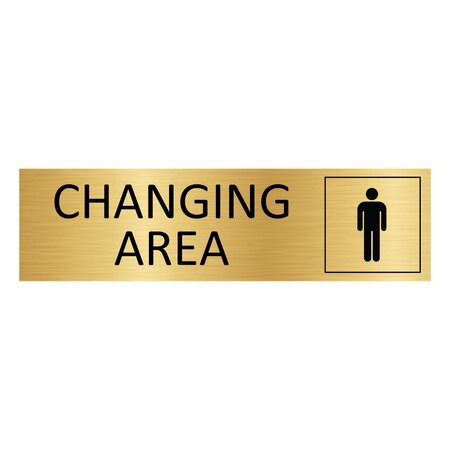 Goud aluminium deurbordje Men's changing area 165 x 45 mm - per 1 stuk