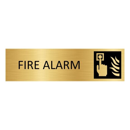 Goud aluminium deurbordje Fire alarm 165 x 45 mm - per 1 stuk