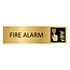 Goud aluminium deurbordje Fire alarm 165 x 45 mm - per 1 stuk