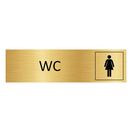 Goud aluminium deurbordje WC dames 165 x 45 mm - per 1 stuk