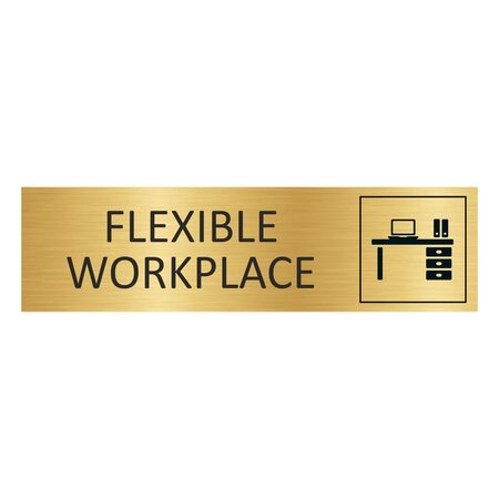 Goud aluminium deurbordje Flexible workspace 165 x 45 mm - per 1 stuk