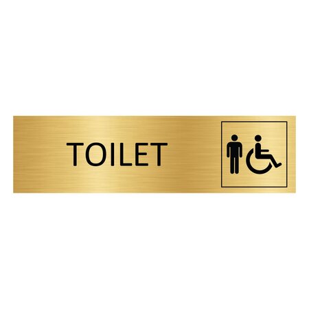 Goud aluminium deurbordje heren toilet 165 x 45 mm - per 1 stuk