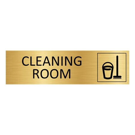 Goud aluminium deurbordje Cleaning room 165 x 45 mm - per 1 stuk