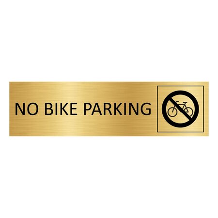 Goud aluminium deurbordje No bike parking 165 x 45 mm - per 1 stuk