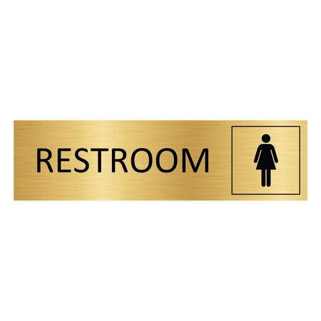 Goud aluminium deurbordje Restroom vrouwen 165 x 45 mm - per 1 stuk