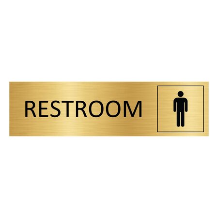 Goud aluminium deurbordje Restroom mannen 165 x 45 mm - per 1 stuk