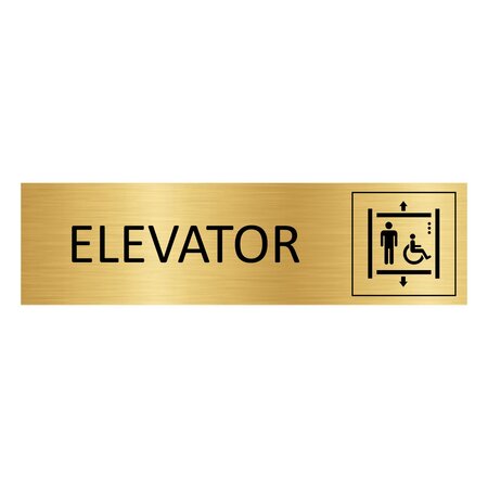 Goud aluminium deurbordje Elevator 165 x 45 mm - per 1 stuk