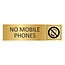 Goud aluminium deurbordje No mobile phones 165 x 45 mm - per 1 stuk
