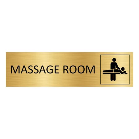 Goud aluminium deurbordje Massage room 165 x 45 mm - per 1 stuk
