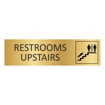 Goud aluminium deurbordje Restrooms upstairs