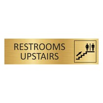 Goud aluminium deurbordje Restrooms upstairs