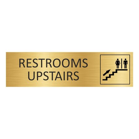Goud aluminium deurbordje Restrooms upstairs 165 x 45 mm - per 1 stuk