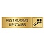 Goud aluminium deurbordje Restrooms upstairs 165 x 45 mm - per 1 stuk