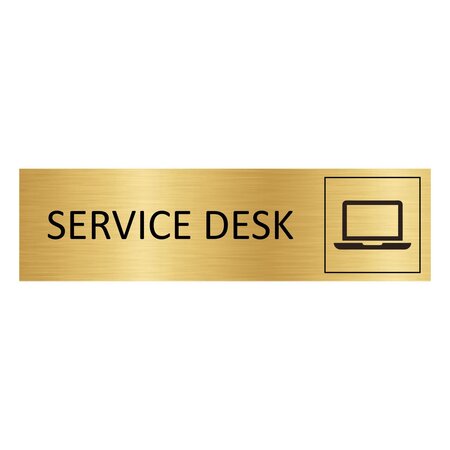 Goud aluminium deurbordje Service desk 165 x 45 mm - per 1 stuk