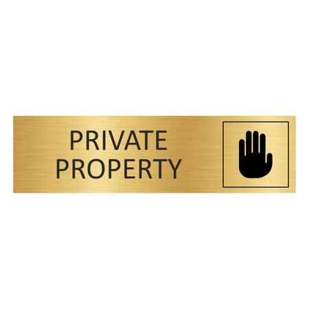 Goud aluminium deurbordje Private property 165 x 45 mm - per 1 stuk