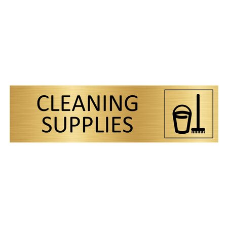 Goud aluminium deurbordje Cleaning supplies 165 x 45 mm - per 1 stuk
