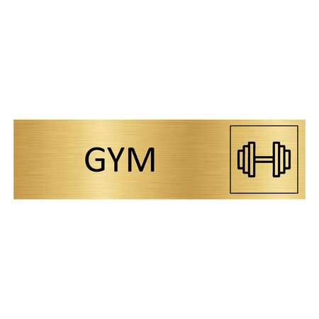 Goud aluminium deurbordje Gym 165 x 45 mm - per 1 stuk