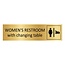 Goud aluminium deurbordje Women's restroom with changing table 165 x 45 mm - per 1 stuk