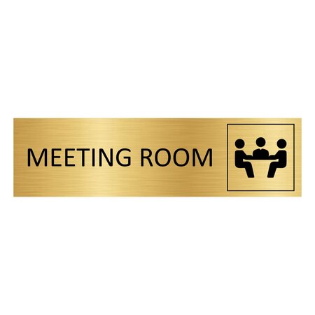 Goud aluminium deurbordje Meeting room 165 x 45 mm - per 1 stuk