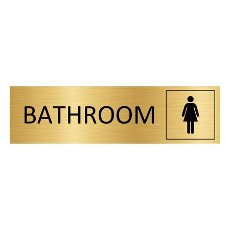 Goud aluminium deurbordje Bathroom vrouwen 165 x 45 mm - per 1 stuk