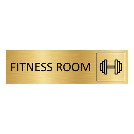 Goud aluminium deurbordje Fitness room 165 x 45 mm - per 1 stuk