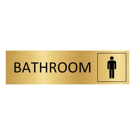 Goud aluminium deurbordje Bathroom mannen 165 x 45 mm - per 1 stuk