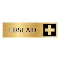 Goud aluminium deurbordje First aid
